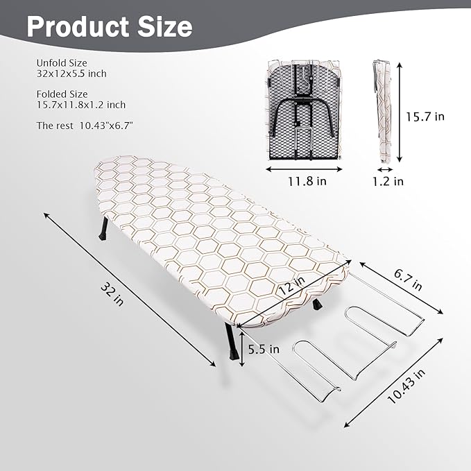 SheeChung Small Tabletop Ironing Board 32" Lx12 W, Folding Ironing Board - Image 2