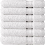 Cotton Craft Ultra Soft 6 Pack Hand Towels 16x28 White Weighs 6 Ounces Each by COTTONCRAFT