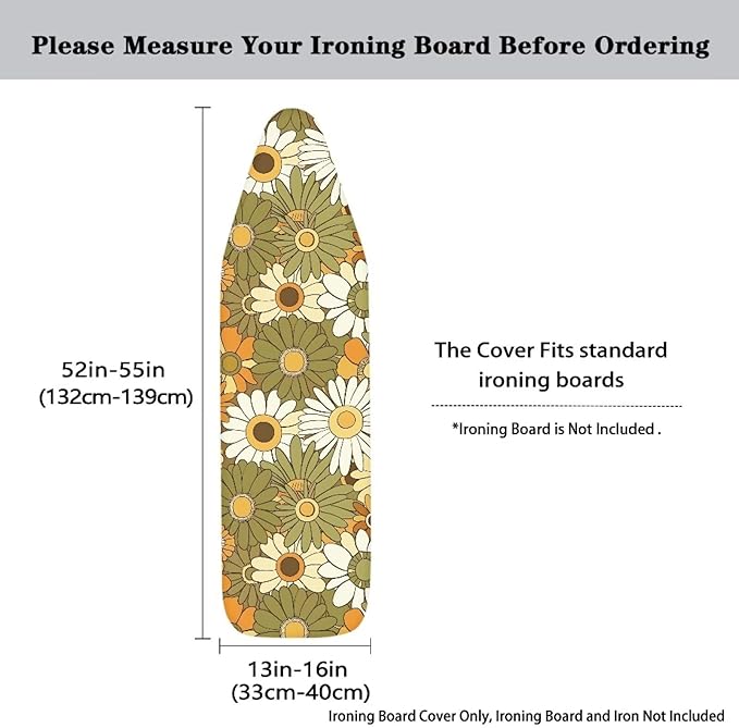 Hippie Flower Print Ironing Board Cover and Pad Thick Padding Standard Size - Image 5