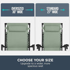 Best Choice Products 30” Wide Folding Zero Gravity Outdoor Recliner Patio Lounge Chair w/Adjustable Canopy Shade, Headrest, Side Accessory Tray - Sage Green - Image 4