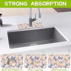 Butterflies and Chamomile Kitchen Sink Splash Guard Faucet Mat Super Absorbent - Image 3
