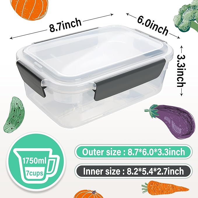 YORY 7 cup Plastic Food Storage Containers - Image 6
