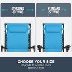 Best Choice Products 30” Wide Folding Zero Gravity Outdoor Recliner Patio Lounge Chair w/Adjustable Canopy Shade, Headrest, Side Accessory Tray - Light Blue - Image 4