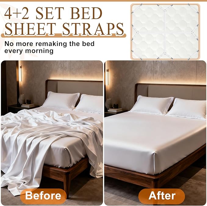 16 Pcs Bed Sheet Straps Sets-2 Style Adjustable Bed Sheet Fasteners Holders - Image 3