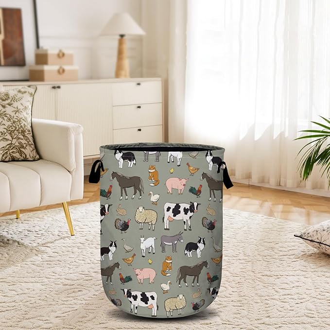 Funny Farm Animal Laundry Basket, Laundry Hamper Collapsible Oxford Cloth - Image 6