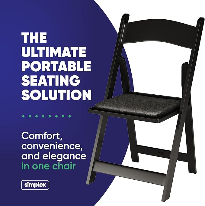 100 Black Resin Stackable Folding Chair - Comfortable Black Foldable Chair - Folding Chairs with Padded Seats - Indoor/Outdoor Folding Chairs for Events - Lightweight Foldable Chairs (100 Pack) - Image 3
