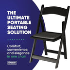 SIMPLEX 4 Black Resin Stackable Folding Chair - Comfortable Black Foldable Chair - Folding Chairs with Padded Seats - Indoor/Outdoor Folding Chairs for Events - Lightweight Foldable Chairs (4 Pack) - Image 4
