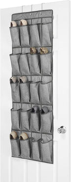 Whitmor 20 Pocket Over the Door Shoe Bag Crosshatch Gray by Whitmor