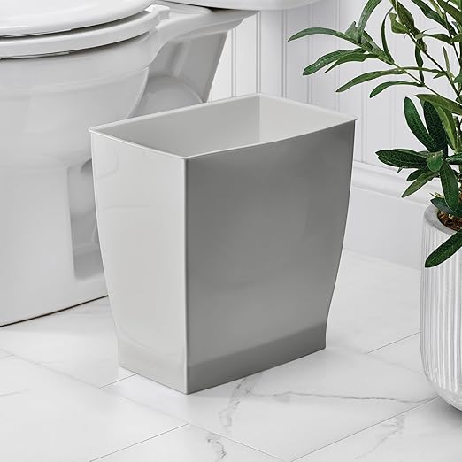 iDesign Small Plastic Bathroom Trash Can, Slim Rectangle Garbage Bin - Image 3