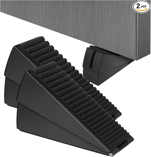2 Pack Black Adjustable Large Door Stoppers, Heavy Duty Door Stoppers by ENYZTBI