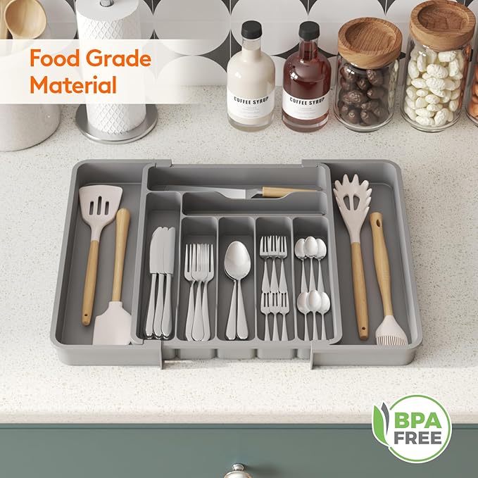 Lifewit Utensil Organizer for Kitchen Drawer, Expandable Cooking Silverware Tray - Image 9