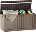 EAST OAK Outdoor Storage Box, 60 Gallon Deck Box Indoor and Outdoor Use, Waterproof Resin Storage Bin for Patio Cushions, Gardening Tools, Lockable, UV Resistant, Brown by EASTOAK