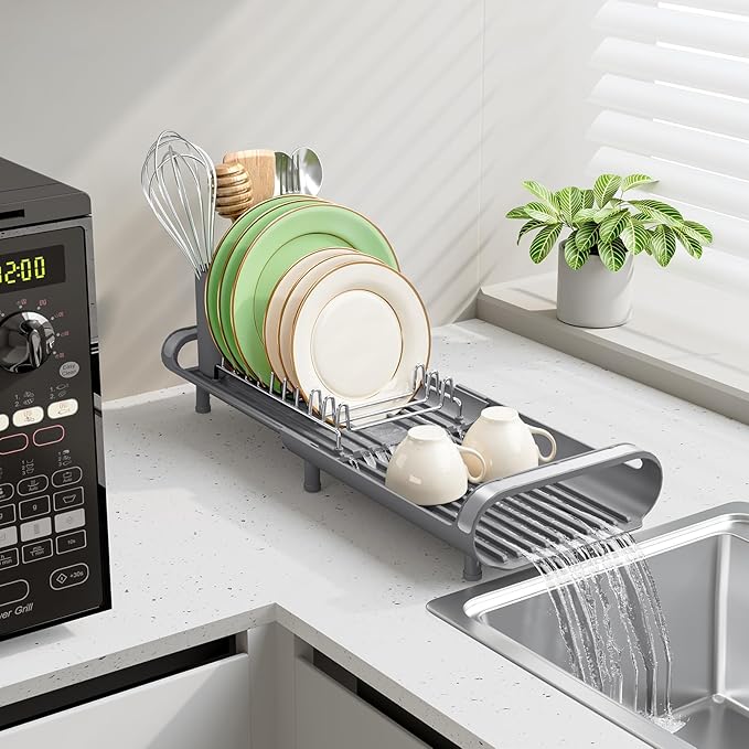 TOOLF Small Dish Drying Rack, Mini Expandable Compact Dish Rack, Slim - Image 7