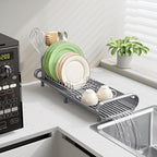 TOOLF Small Dish Drying Rack, Mini Expandable Compact Dish Rack, Slim - Image 7