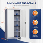 Yizosh Metal Garage Storage Cabinet with Locking Doors and Adjustable Shelves,- 75" Rolling Steel Tool Cabinet for Home Office,Garage,Warehouse - Image 3