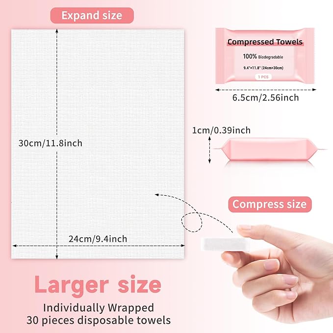 Disposable Compressed Face Towels, Ultra Soft Large Size Compressed Towel - Image 2