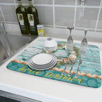 Coastal Wreath Dish Drying Mat 18x24 inch Starfish Shell Absorbent Microfiber - Image 6