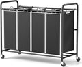 ROMOON Laundry Hamper Sorter Cart: 4-Section Organizer by ROMOON