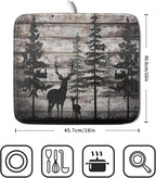 Forest Deer Dish Drying Mat Wildlife Animal Decorative Microfiber Dishes Pad - Image 2