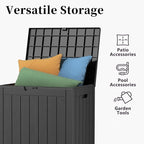 EasyUp 31Gallon Outdoor Deck Box Waterproof,Indoor and Outdoor Storage Box,Resin Storage Bin for Patio Furniture Cushions Garden Tools,UV Resistant（Black） - Image 3