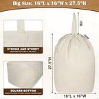Canvas Laundry Bags with Handles & Square Base 16"Lx16"W x27.6"H, Extra Large - Image 3