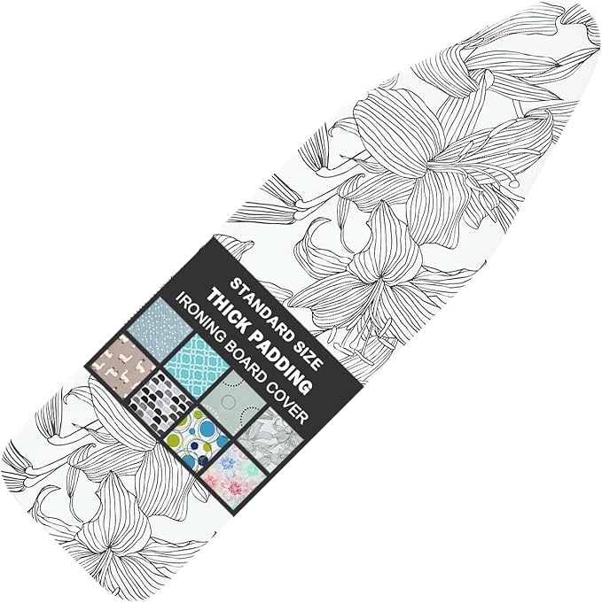 Ironing Board Cover and Pad Standard Size 15" x 54", 3 Pairs of Hook and Loop by LCLW