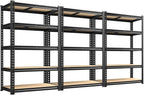 REIBII 2400LBS Storage Shelves 5 Tier Garage Shelving Heavy Duty Adjustable Garage Shelves, Utility Rack Shelf, Shelving Units for Storage Warehouse Pantry Closet, 35.5" W x 11.9" D x 72" H, 3 Pack by REIBII