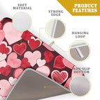 Valentines Day Dish Drying Mat for Kitchen Pink Red Hearts Absorbent Reversible - Image 4