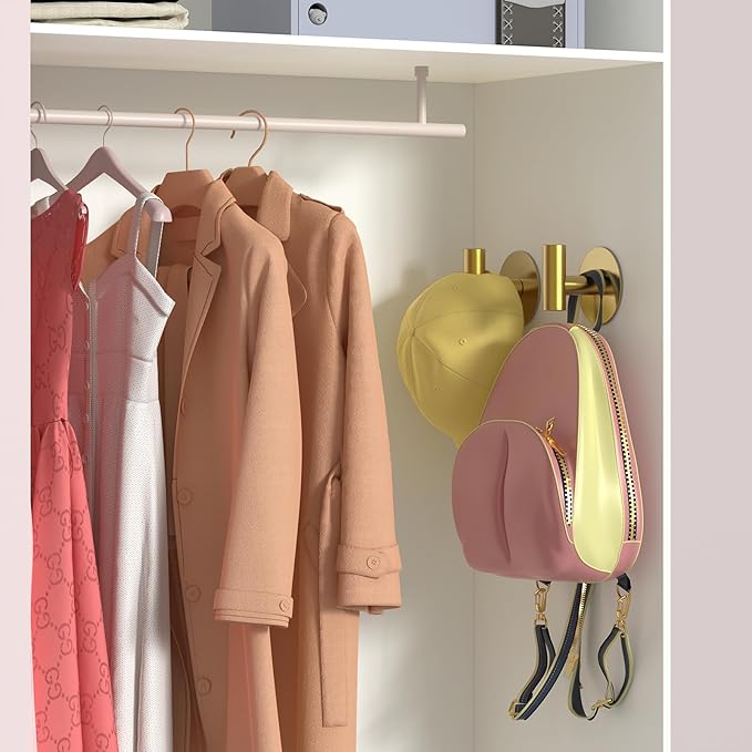 Gold Stainless Steel Wall Hooks, Heavy Duty Self-Adhesive Hooks - Image 6