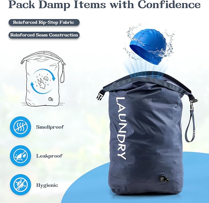 Travel Laundry Bag, Vacuum Compression Dirty Clothes Travel Bag, Waterproof - Image 3