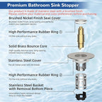 Hibbent 2 Pack Upgraded 3 in 1 Bathroom Sink Drain Strainer, Universal Pop Up - Image 7