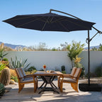 wikiwiki 10ft Patio Umbrella with Base Included, Outdoor Offset Cantilever Umbrella with Sandbag Base for Backyard, Garden and Pool, Easy to Tilt and Crank, Navy Blue by WikiwikiPatioUmbrellas