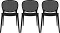 2xhome Set of 3 Patio Dining Chairs | Modern Stackable Outdoor Pool Side Chair | Weather Resistant Plastic for Yard, Porch, Balcony, Kitchen, Black by 2xhome