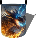 Fiery Dragon Breathing Flames and Lightning Laundry Basket by Ti+Caldi