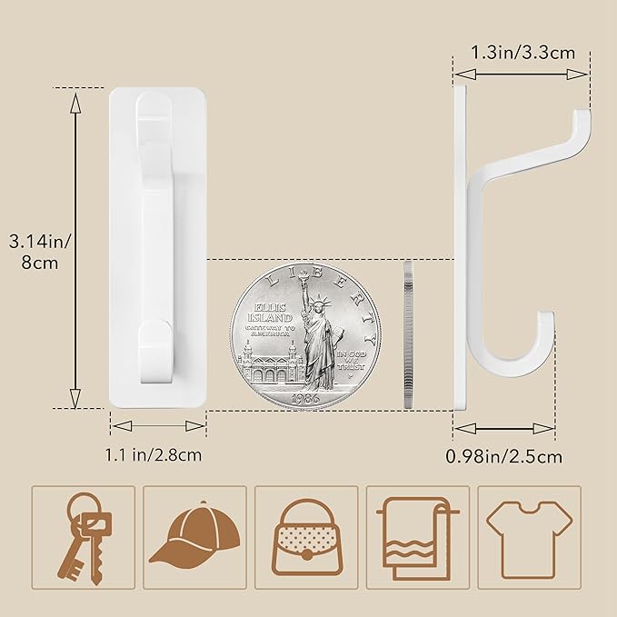 pickpiff Wall Hooks for Coat and Towel: 13LB Adhesive Door Hanger Stick on - Image 4