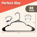Black Plastic Hangers 50 Pack– Heavy-Duty Plastic Hangers Slim and Space-Saving - Image 2