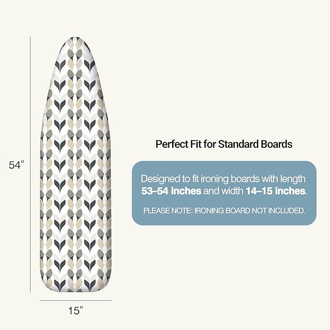Ironing Board Cover and Pad 15"x54" Extra Thick Natural Cotton, Scorch and - Image 2