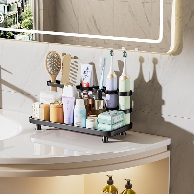 Electric Toothbrush Holder for Bathroom Countertop 5 Metal Slots Toothpaste - Image 7