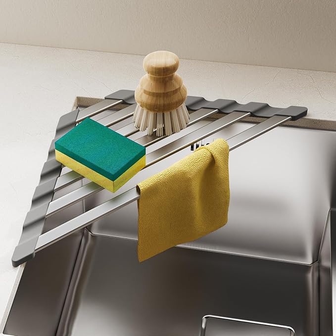 Corner Sink Drying Rack, Heat Resistant Roll Up Mat by COOL-ANGLE