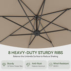 Aoxun 11 FT Cantilever Umbrella with Base Included, Patio Large Aluminum Offset Umbrella Windproof with 360°Rotation, Heavy Duty Frame for Outdoor, Pool, Deck and Garden - Image 7