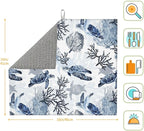 Nautical Blue White Sea Turtle & Coral Dish Drying Mats - Image 6