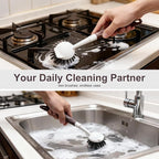 Dish Brush, 2 Pack with Comfortable Handle, with Built-in Scraper, Scrub Brush - Image 7