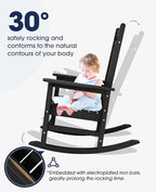 KINGYES Oversized Outdoor Rocking Chair, All-Weather Patio Rocking Chairs for Porch, HDPE Outdoor Patio Rockers with High Back & Wide Seat for Garden, Lawn, Black - Image 4