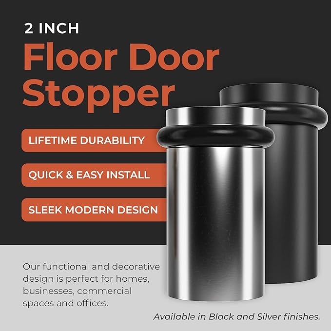 NYCO - Floor Door Stopper Chrome Door Stop - Classy Solid Steel Modern Heavy - Image 3