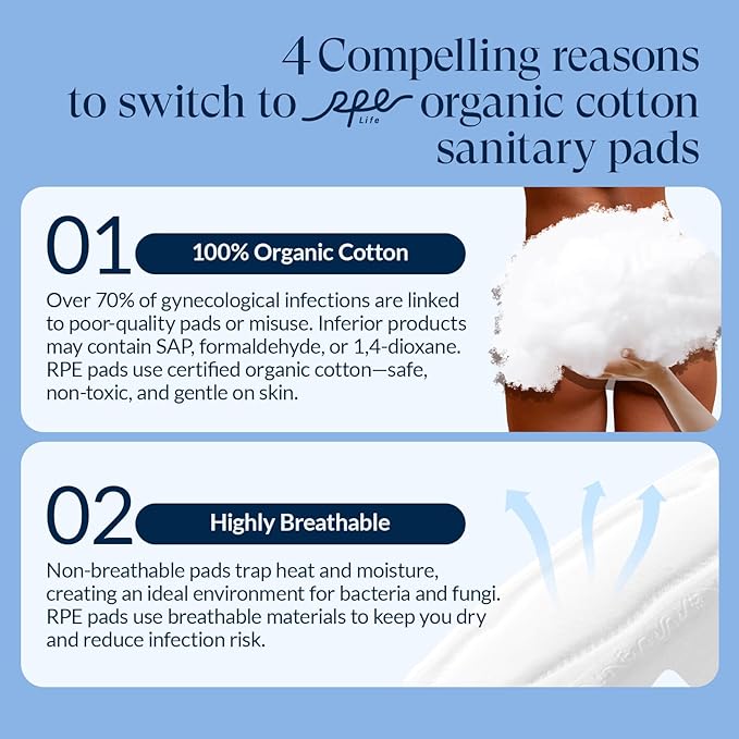 100% Organic Pads for Women, Organic Cotton Cover Pad - Image 4