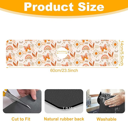 2 Pack Cute Rainbow Sink Splash Guard Faucet Mat Boho Rainbow Butterfly Super - Image 2