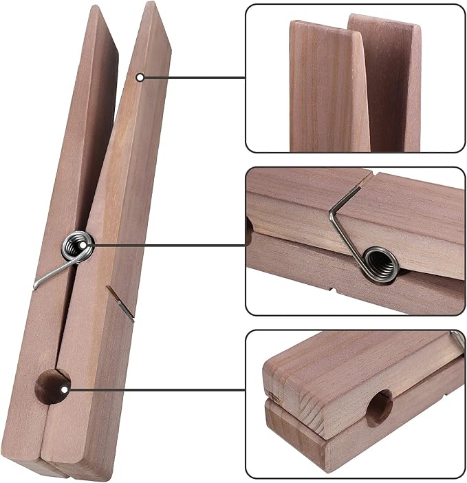Blulu 2 Pcs 12 Inch Jumbo Wooden Clothespins Large Clothespin Towel Holder - Image 6