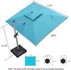 PURPLE LEAF 9' X 11' Patio Umbrella Outdoor Rectangle Umbrella Large Cantilever Umbrella Windproof Offset Heavy Duty Sun for Garden Deck Pool Patio, Turquoise Blue - Image 8