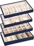 LANDICI Stackable Jewelry Organizer Trays 4 Set, PU Leather Jewelry Organizer by LANDICI