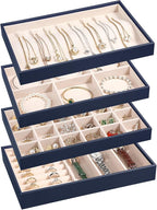 LANDICI Stackable Jewelry Organizer Trays 4 Set, PU Leather Jewelry Organizer by LANDICI